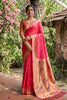 Premium Rani Pink Silk Saree Gold Zari Border, Peacock Motif Designer Pallu