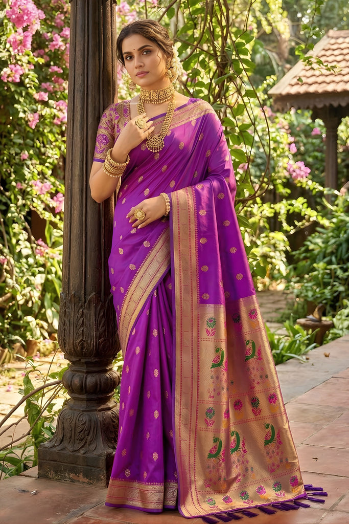 Stylish Mustard Orange Silk Saree Gold Zari Border, Peacock Motif Designer Pallu