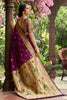 Royal Wine Purple Silk Saree Gold Zari Border, Peacock Motif Designer Pallu