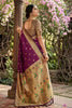 Royal Wine Purple Silk Saree Gold Zari Border, Peacock Motif Designer Pallu