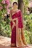 Premium Magenta Pink Silk Saree Gold Zari Border, Peacock Motif Designer Pallu