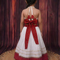 Elegant White Cambric Cotton Girls Lehenga Choli with Red Sequins Border for Festive