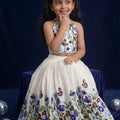 Stylish Off White Khadi Cotton Girls Lehenga Choli with Multicolor Floral Embroidery for Festive
