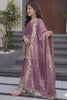 Elegant Mauve Fandy Silk Embroidered Girls Straight Palazzo Suit with Designer Dupatta for Wedding