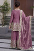 Elegant Mauve Fandy Silk Embroidered Girls Straight Palazzo Suit with Designer Dupatta for Wedding