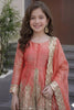Stylish Peach Fandy Silk Embroidered Girls Straight Palazzo Suit with Designer Dupatta for Wedding