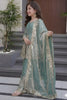 Stunning Sea Green Fandy Silk Embroidered Girls Straight Palazzo Suit with Designer Dupatta