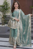 Stunning Sea Green Fandy Silk Embroidered Girls Straight Palazzo Suit with Designer Dupatta