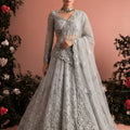 Luxury Grey Butterfly Net Heavy Embroidered Lehenga Choli with Designer Dupatta for Wedding