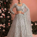 Luxury Grey Butterfly Net Heavy Embroidered Lehenga Choli with Designer Dupatta for Wedding