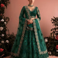 Beautiful Rama Green Butterfly Net Heavy Embroidered Lehenga Choli with Designer Dupatta for Wedding