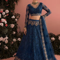 Elegant Navy Blue Butterfly Net Heavy Embroidered Lehenga Choli with Designer Dupatta for Wedding