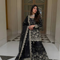 Luxury Black GMY Silk Heavy Embroidered Sharara Suit with Designer Dupatta for Wedding