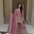 Elegant Pink GMY Silk Heavy Embroidered Sharara Suit with Designer Dupatta for Wedding