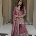 Elegant Pink GMY Silk Heavy Embroidered Sharara Suit with Designer Dupatta for Wedding