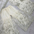 Graceful White GMY Silk Heavy Embroidered Sharara Suit with Designer Dupatta for Wedding