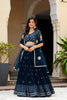 Luxury Navy Blue Faux Georgette Embroidered Lehenga Choli with Designer Dupatta for Wedding