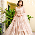 Elegant Beige Faux Georgette Embroidered Lehenga Choli with Designer Dupatta for Wedding