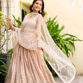 Elegant Beige Faux Georgette Embroidered Lehenga Choli with Designer Dupatta for Wedding