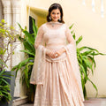 Elegant Beige Faux Georgette Embroidered Lehenga Choli with Designer Dupatta for Wedding