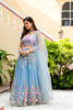 Beautiful Sky Blue Soft Net Embroidered Lehenga Choli with Designer Dupatta for Wedding