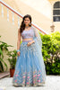 Beautiful Sky Blue Soft Net Embroidered Lehenga Choli with Designer Dupatta for Wedding
