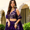 Gorgeous Purple Vichitra Silk Embroidered Lehenga Choli with Designer Dupatta for Wedding