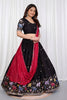 Elegant Black Star Georgette Heavy Embroidered Lehenga Choli with Designer Red Dupatta for Wedding