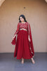 Elegant Maroon Faux Georgette Heavy Embroidered Gown with Designer Dupatta for Wedding
