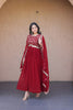 Elegant Maroon Faux Georgette Heavy Embroidered Gown with Designer Dupatta for Wedding