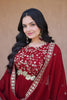 Elegant Maroon Faux Georgette Heavy Embroidered Gown with Designer Dupatta for Wedding