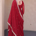 Elegant Maroon Faux Georgette Heavy Embroidered Gown with Designer Dupatta for Wedding