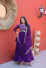 Stylish Purple Faux Georgette Heavy Embroidered Gown with Designer Dupatta for Wedding