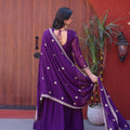 Stylish Purple Faux Georgette Heavy Embroidered Gown with Designer Dupatta for Wedding