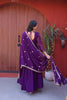 Stylish Purple Faux Georgette Heavy Embroidered Gown with Designer Dupatta for Wedding