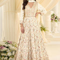 Luxury Off White Georgette Embroidered Anarkali Gown with Designer Dupatta for Wedding