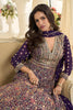 Stylish Purple Georgette Heavy Embroidered Anarkali Gown with Designer Dupatta for Wedding