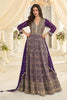 Stylish Purple Georgette Heavy Embroidered Anarkali Gown with Designer Dupatta for Wedding