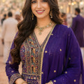 Royal Purple Georgette Heavy Embroidered Anarkali Gown with Designer Dupatta for Wedding