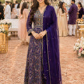 Royal Purple Georgette Heavy Embroidered Anarkali Gown with Designer Dupatta for Wedding