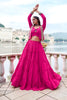 Stylish Rani Pink Rayon Lehenga Choli with Mirror Work Jacket for Navratri