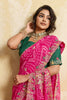 Royal Rani Pink Bandhani Georgette Saree Heavy Embroidered Border Designer Blouse