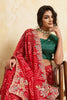 Royal Red Bandhani Georgette Saree Heavy Border Designer Green Blouse