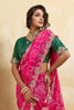 Rani Pink Bandhani Georgette Saree Heavy Border Designer Green Blouse