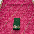 Rani Pink Bandhani Georgette Saree Heavy Border Designer Green Blouse