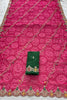 Rani Pink Bandhani Georgette Saree Heavy Border Designer Green Blouse