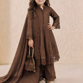 Elegant Brown Roman Silk Embroidered Girls Palazzo Suit with Designer Dupatta