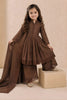 Elegant Brown Roman Silk Embroidered Girls Palazzo Suit with Designer Dupatta