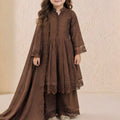 Elegant Brown Roman Silk Embroidered Girls Palazzo Suit with Designer Dupatta