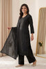 Elegant Black Chanderi Embroidered Straight Palazzo Suit with Designer Dupatta for Women